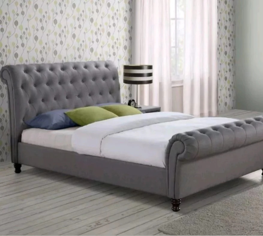 Alexa Scroll Sleigh Bed