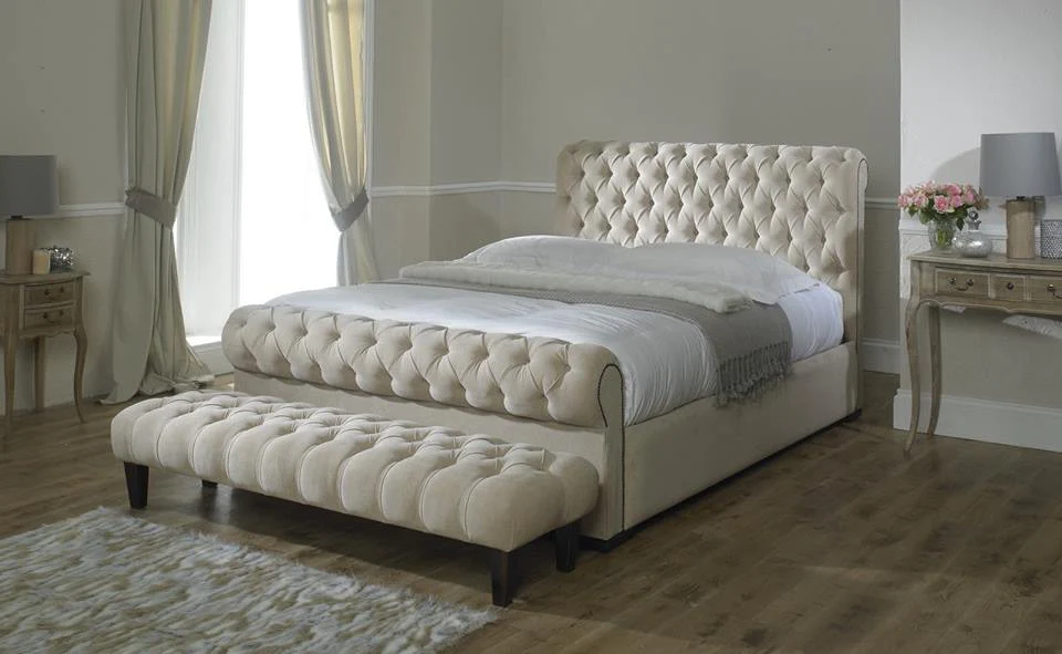 The Aisling Scroll Sleigh Bed